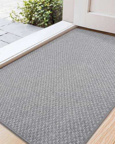 COLOR&GEOMETRY Large Door Matts Indoor 92 x 152 cm, Thin Indoor Door Mats Non Slip, Absorbent Dirt Trapper Easy Clean Doormats Inside, Grey (Rolled-up NO Creases)