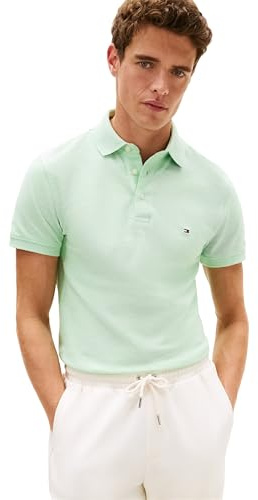 Tommy Hilfiger Herren-Poloshirts mit kurzen Ärmeln in Slim Fit mit Stretch und Bio-Piqué-Baumwolle