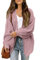 Gilet Long Femme Chaud Grosse Maille Avec Capuche - Veste Chic Et Élégante - Rose 2XL