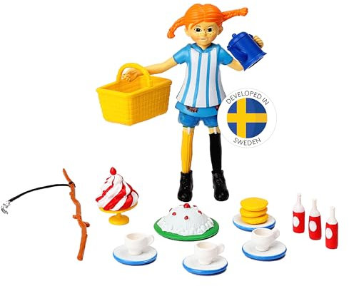 Pippi Langstrumpf Zubehör-Set Kaffeekränzchen – Offiziell Lizenziertes Produkt – Puppenhauszubehör für Kinder – 19-teilig – Schwedisches Design