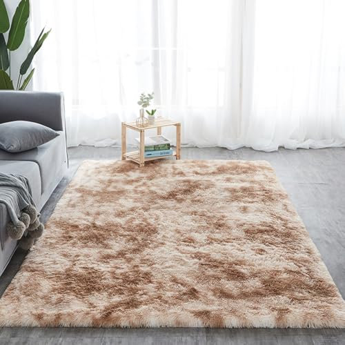 Hochflor Teppich Wohnzimmer Shaggy Flauschig 168 x 275 cm Langflor Teppiche Modern Teppich Wohnzimmerteppich Flauschige Oberfläche, Pflegeleicht Und Robust, Super Soft, Kamel