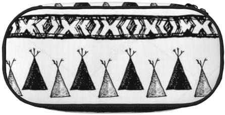 YFSGDLBN Bedrucktes Federmäppchen mit Indianer-Muster, Federmäppchen, tragbare Schreibwaren-Tasche, Schwarz , Einheitsgröße, Münztasche