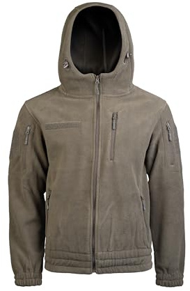 Mil-Tec Kälteschutzjacke Fleece Gen. II mit Kapuze • Outdoor Fleecejacke Herren mit Taschen und funktionalen Details • Warme Übergangsjacke • In Oliv oder Schwarz • Größen S–3XL