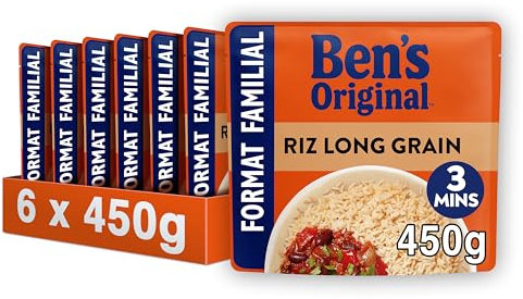 BEN'S ORIGINAL Riz Micro-ondable Long grain Format familial 2min - 4x450g