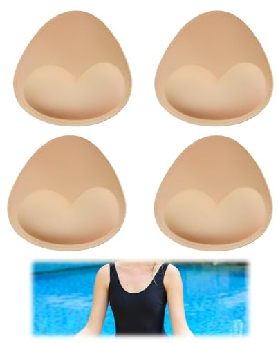 UIHRLM 2 Pairs Bra Inserts, Removable Heart Beige Push Up Bra Inserts, Soft and Comfortable Sewn Padded Bra Inserts Bikini Padding Insert for Women Bikini, Sports Bra, Swimsuit Use