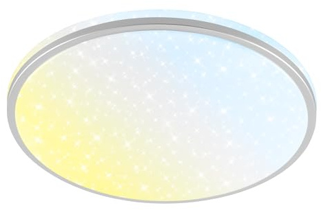 Briloner - LED Bath Ceiling Light with Remote Control, Warm to Cool White, Splash Protection, Bathroom Fixture, lamp for Kitchen, IP54 Ceiling Fitting, Wet Room Lighting, 33x6cm, matt Chrome