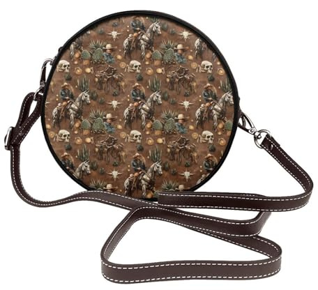 Western Cowboy Kaktus Print Crossbody Taschen für Frauen Reisen Kleine Leder Geldbörsen Schulterhandtaschen für Frauen