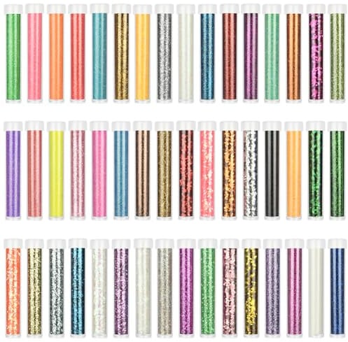 Alaoo Mélange Paillettes Grossières et Fines 48 Couleurs Poudre Paillette | Paillettes Irisées pour Visage Corps Yeux Ongles Loisirs Créatifs