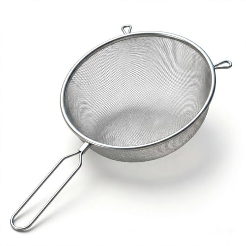 AHASON'S Large 20cm Fine Mesh Sieve Strainer Stainless Steel | Premium Quality 201ss with Strong Sturdy Long Handle | Rust Free Mesh | No Sharp Edges,
