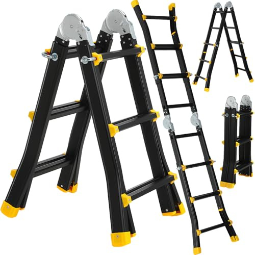 TLGREEN Alu Teleskopleiter 3x2 Stufen, 2.86M Ausziehbare Leiter, Aluminium | Multifunktionsleiter, Schiebeleiter, Mehrzweckleiter, Gelenkleiter, Klappleiter, Treppenleiter, Anlegeleiter bis 150 kg