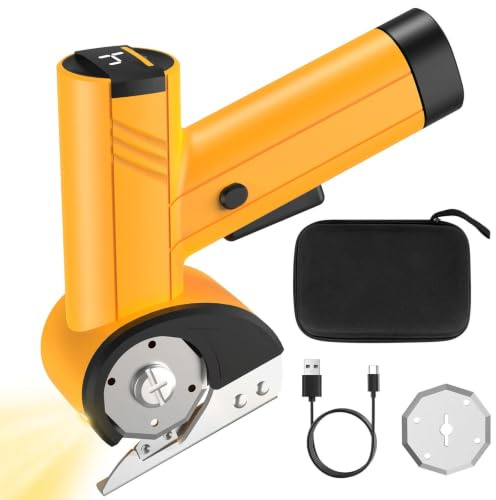 Taglierina Elettrica per cartone, 3.7V Forbici Elettriche Senza Fili | con Luce a LED e Display Digitale, Taglierina Universale a Batteria per Carta, Tessuti, Moquette, Pelle, Feltro, Plastica