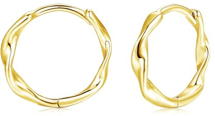 Cangall Creolen Silber 925 Klein, 925 Sterling Silber Twisted Ocean Wave Creolen mit Cubic Zirkonia, Minimalistische Huggie-Ohrringe, CZ Leichte Schlafen Knorpel Silber Ohrringe Kreolen für Damen