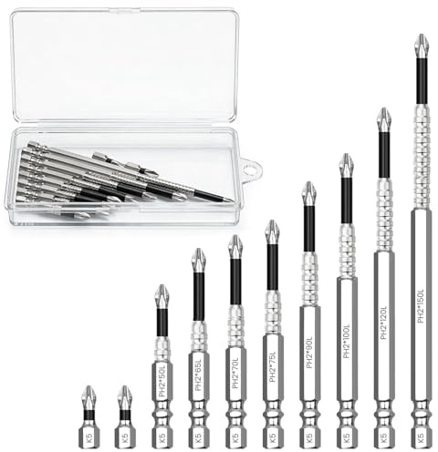10 PcsMagnetic Screwdriver Bit Set, Precision Anti-Slip Impact Cross High Magnetic Screwdriver Drill Bit SetScrewdriver Bits for Electric Drill and Driver Tools