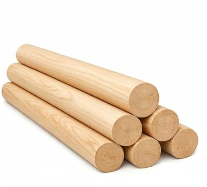 5 Stück Rundstab aus Holz, 43 mm Durchmesser, 50 cm Länge, Naturholz Rundholz Holzstäbe rund natur Holzstäbe, Holzstäbchen,Holzstange, Rundstab Glatt, Holzstock Bastelstäbe, Stäbe für DIY