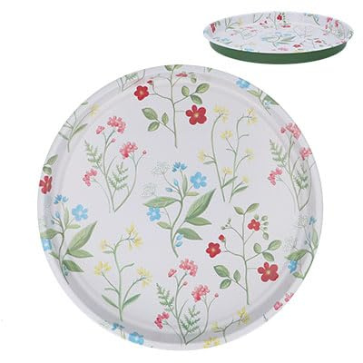 Gisela Graham Metal Serving Tray, Spring Meadow Flowers, 33cm