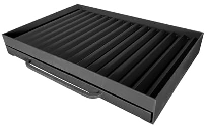 Barbacoa de Jardín con Parrilla Acanalada, Negro, Independiente o Empotrable con Cajón Extraíble (80x50cm)