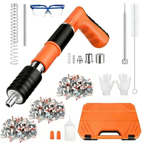 Cloueur Béton,Pistolet à Ongles Portable,Cloueuse Rivet Gun,Pistolet à Clous Manuel avec 5 Niveaux de Réglable,pour Murs en Béton (orange)
