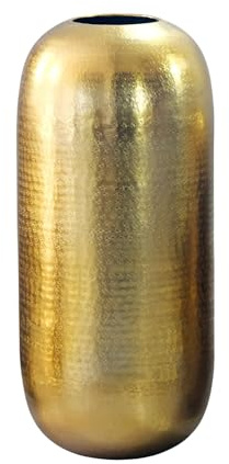 Wohnling Dekovase Aluminium 45cm Gold - Standvase groß - Bodenvase rund modern - Vase Metall für Blumen - Design Wohnzimmer Deko - Wohndeko Handmade
