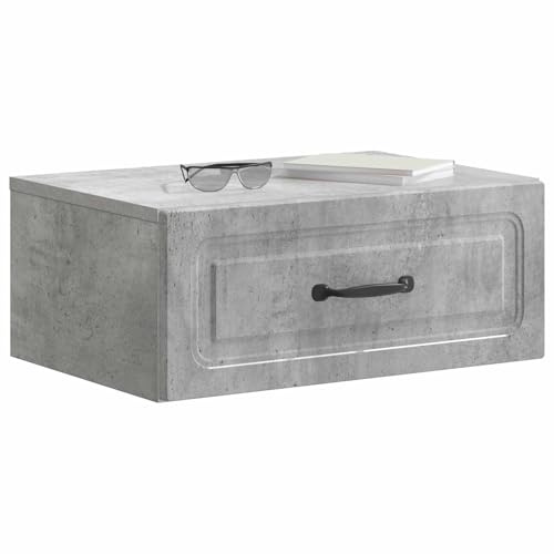 vidaXL Wandmontierter Nachttisch 2 pcs Betongrau 49 x 34,5 x 20 cm, Moderne rechteckige Nachttischlampe, praktischer Tisch mit viel Stauraum, kompakt für stylische Ordnung