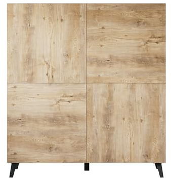 Mirjan24 Highboard Parsea 120 mit 4 Türen, Komodenschrank viel Stauraum für Wohnzimmer oder Schlafzimmer, Diele, Flur, Kommode, Mehrzweckschrank, Sideboard (Matera/Kastanien Breslau)