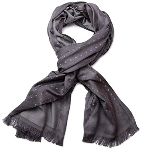 styleBREAKER Unisex weicher langer Schal mit Fransen und dezentem Quadrate Muster, Geometrisch gemustert, Tuch 01018051, Farbe:Grau