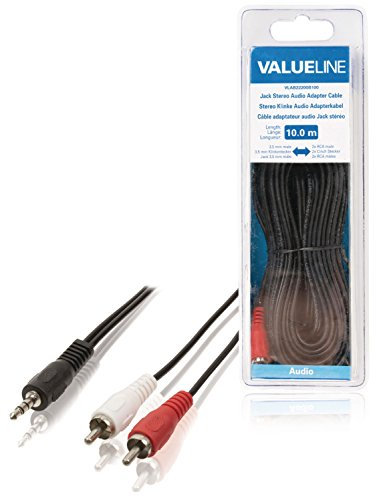 Câble Adaptateur Audio Jack 3,5 mm stéréo mâle vers 2X RCA mâles 10,0 m Noir