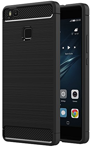 AICEK Compatibile con Huawei P9 Lite Cover, Protettiva Silicone Custodia Bumper Case Molle di Sottile Antiurto Nero