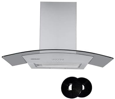 Cookology CGL700SS/A Energy A Rated 70cm Curved Glass & Stainless Steel Cooker Hood & filters