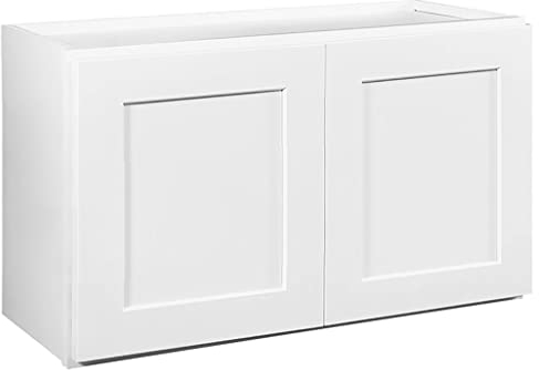 Design House Brookings Shaker Fully Assembled Bridge Wall Kitchen Cabinet W3621, 36 W x 12 D x 21 H, Painted White, Solid Wood, 569293