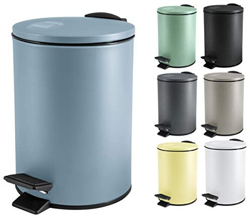 Spirella SP2285 Kosmetikeimer 3 Liter Edelstahl mit Absenkautomatik und Inneneimer Adelar Badezimmer Mülleimer Softclose Abfalleimer blau, Bleu Acier, 3 litres