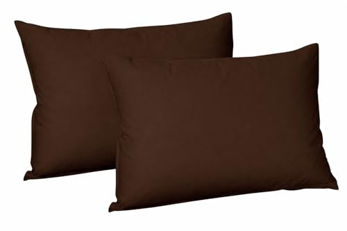 Arlinens Plain dyed polycotton Housewife pair of pillowcases, Available in 20 (chocolate)