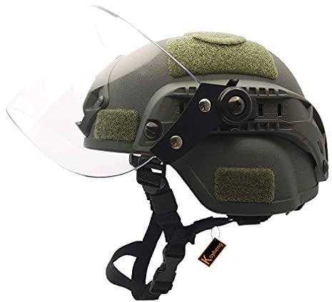 Koyheng Airsoft Mich 2000 ACH Taktischer Helm mit klarem Visier NVG Halterung und Seitenschiene