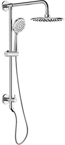 SOKA 9 Inch Rain Shower Head With Handheld Sprayer Bathroom System - Dual Combo 3-Setting With Hose, Faucet Set, and Slide Bar - Chrome