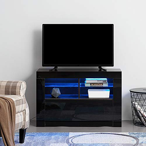 Panana Meuble TV LED en MDF avec 5 Compartiments de Stockage sur Salle de Séjour, Salon et Chambre à Coucher, 100 x 35 x 65 cm (Noir)