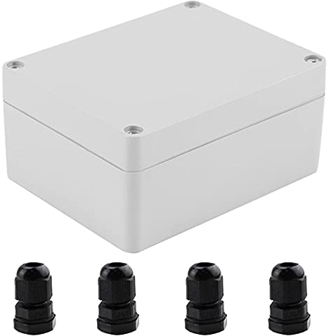 Youmile Electronic Project Box 100 x 68 x 50mm IP65 Waterproof ABS Plastic Junction Enclosure Box for Outdoor Junction with 4PCS PG7 Cable Gland
