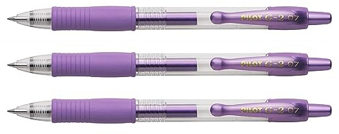 PILOT Gelschreiber G2 07 Metallic-Violett, 3 Stück