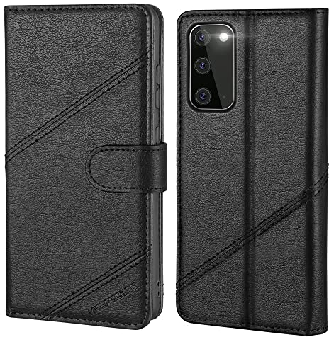 KRAFTCARE Upgraded S20 Handyhülle für Samsung Galaxy S20 Hülle [Kartenfach] [Standfunktion] Flip Case Leder Stoßfeste Schutzhülle Bookcase für Samsung S20 Klapphülle, Schwarz