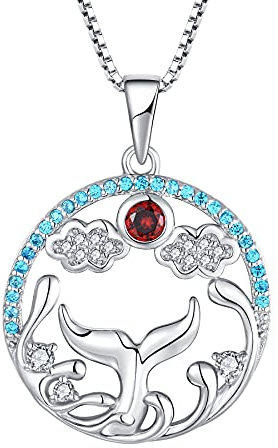starchenie Walschwanz Halskette, 925 Sterling Silber Ozean-Serie Wal Halskette für Damen