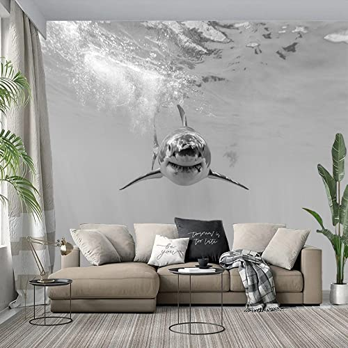 Wandaufkleber Mädchen Schlafzimmer Wohnzimmer Wanddeko Benutzerdefinierte 3D-Wandbild Weißer Hai Tiere Fototapete Für Schlafzimmer Wohnzimmer Sofa Tv Hintergrund Wanddekoration Vliespapier, 430 X 30