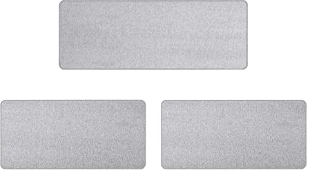 Primaflor Bettumrandung Teppich 3 Teilig - Macao - Grau - Set aus 2 Stück 67x140 cm und 1 Stück 67x180 cm - Bettvorleger für Schlafzimmer - Kurzflor Teppich-Läufer