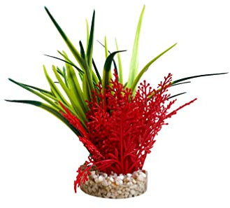 Tyrol - Plante d'Aquarium Artificielle - Décoration pour Aquarium - Plante en Plastique sur Socle - Corail et Plante d'Intérieur - Ancrage Facile au Fond - Fabriquée en France