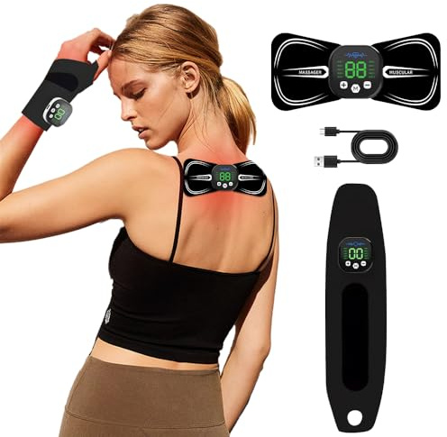 2Pcs TENS Handmassagegerät & Nackenmassagegerät, Wiederaufladbar 10 Modi 29 Stärke, Elektrisches Muskelstimulator zur Schmerzlinderung & Muskelentspannung für Arme Nacke, Rücken, Schultern, Beine