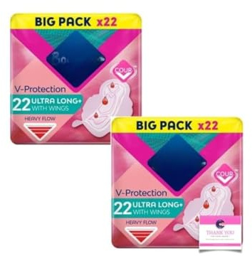 Bodyform Ultra Long Sanitary Towels with Wings 22 Per Pack - for Heavy Flow - Case of 2