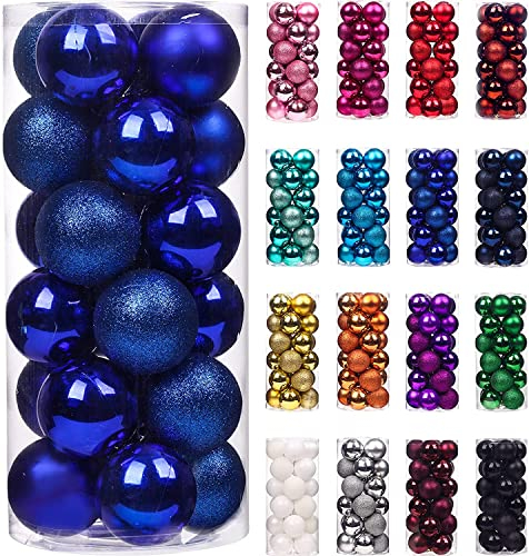Treer 24 pc Bolas de Navidad 3/4/6 cm Arboles de Navidad Bolas de Plastico, Bolas de Árbol Adornos de Navidad, Árbol Decorativas Boda de Fiesta Hogar Decoracion para Festivales (6cm,Azul Marino)