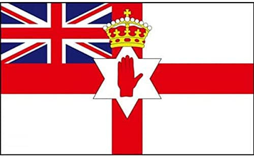 5ft x 3ft (150 x 90 cm) Northern Ireland Red Hand With Canton Union Jack 100% Polyester Material Flag Banner Ideal For Pub Club School Festival Business Party Decoration