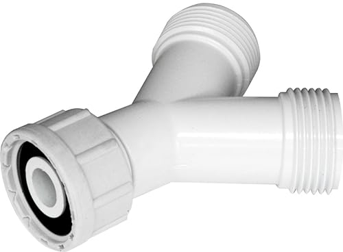 NPH Plastic Washing Machine Dish Washer Y-Piece Splitter Connector, 3/4 inch BSP - White