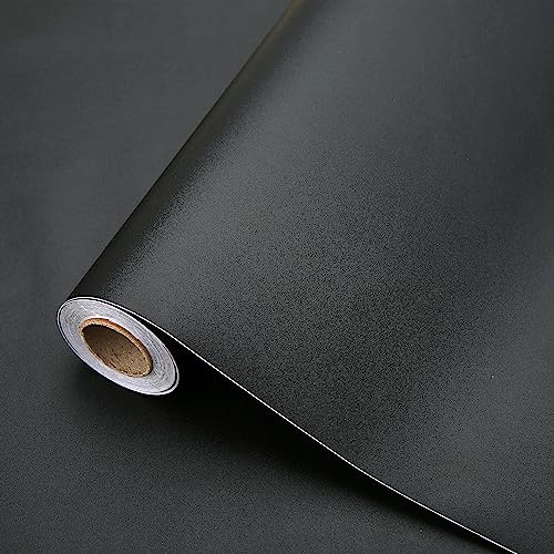 Dimcol Black Contact Paper 15.7x118 Peel and Stick Wallpaper, Matte Black Self-Adhesive and Removable Decorative Contact Paper for Cabinets,Countertops,Shelve Wallpaper