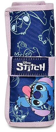 Rotolo Portacolori - LILO & STITCH MY ALIEN PAL - DISNEY, Blu - Contenuto 30 pz - Astuccio Scuola Completo di Matite, Pennarelli etc.- Portapenne Scuola Bambino Elementari