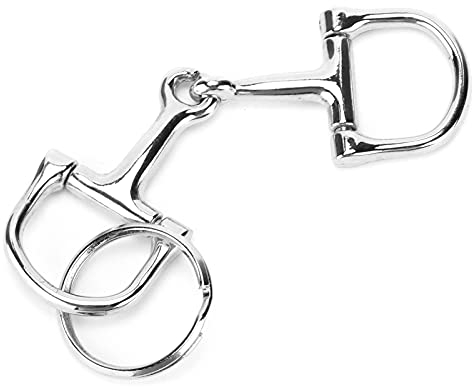 Akozon Hobby Horse Gebiss, Hobby Horse Trense, 10x3cm DShaped Snaffle Keychain Schlüsselanhänger Gebiss Silber DRing ZineAlloy Pferd Trense Bits Key Ring