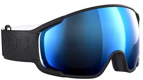 POC Zonula Skibrille - Ultimatives Sichtfeld und Komfort für vielseitige Skierlebnisse mit vollständigem UV-Schutz und innovative Beschichtungen, Uranium Black/Partly Sunny Blue